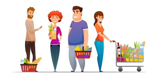 Set di personaggi dello shopping al supermercato . — Vettoriale Stock