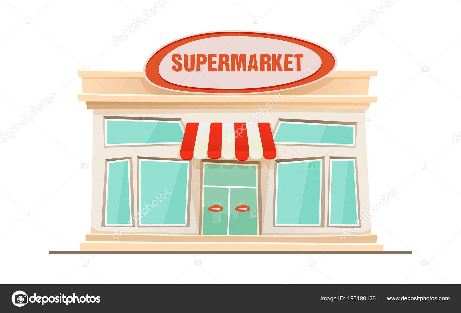 Supermercado supermercado loja varejo shopping cidade edifício ilustração  plana