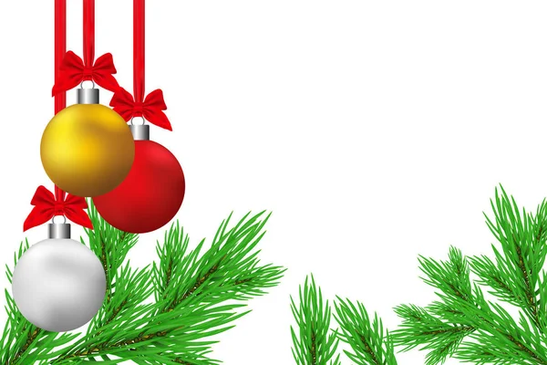 Joyeux Noël Bonne Année Concept Boule Feuille Arbre Avec Flocon — Image vectorielle