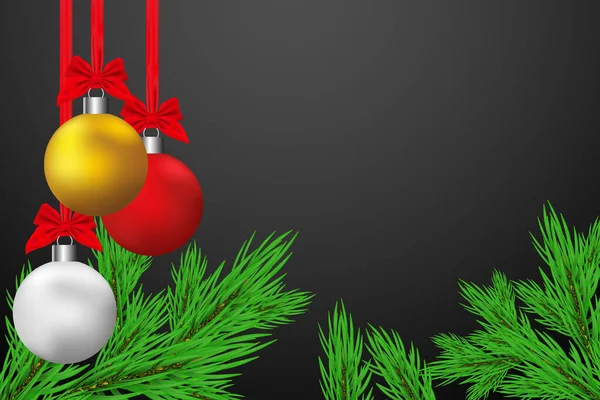 Joyeux Noël Bonne Année Concept Boule Feuille Arbre Avec Flocon — Image vectorielle