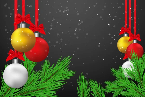 Frohe Weihnachten Und Ein Gutes Neues Jahr Ball Und Baum — Stockvektor