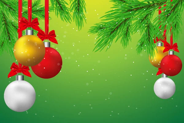 Frohe Weihnachten Und Ein Gutes Neues Jahr Ball Und Baum — Stockvektor