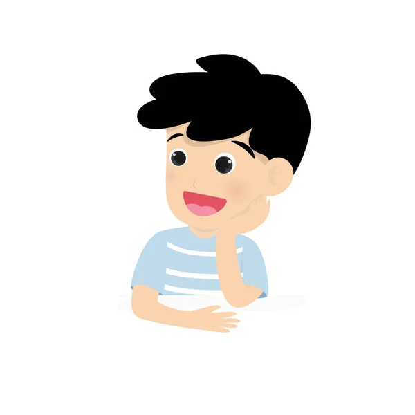 Schattige kleine jongen of kind is gelukkig geïsoleerd op de achtergrond. Vector illustratie in platte cartoon stijl. — Stockvector