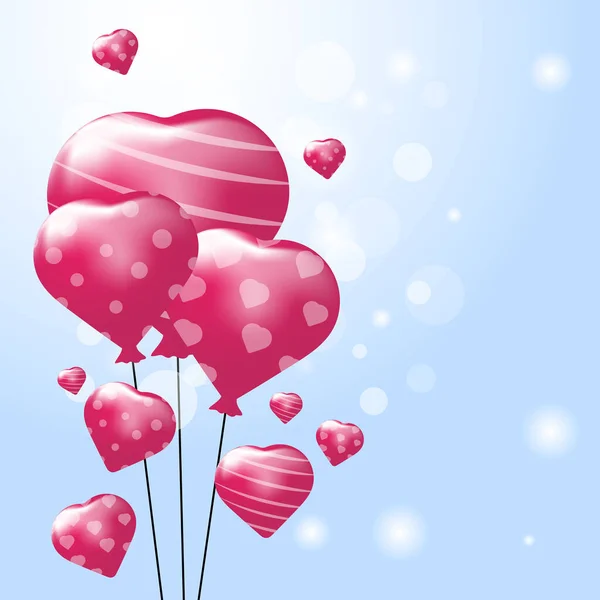 Valentines day concept. Beautiful heart balloon on bokeh and blue background. — Stock Vector