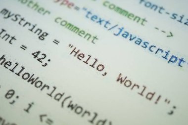 Dijital Java kod metni. Bilgisayar yazılım kodu kavramı. Programlama kodlaması.