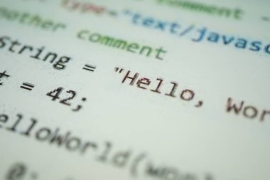 Dijital Java kod metni. Bilgisayar yazılım kodu kavramı. Programlama kodlaması.