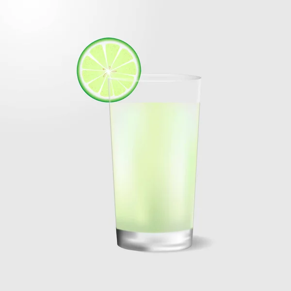 Succo di lime e frutta con foglie isolate sullo sfondo. Illustrazione vettoriale in stile realistico . — Vettoriale Stock