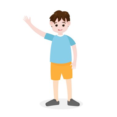 Arka planda izole edilmiş şirin küçük çocuk ya da çocuk. Çizgi film tarzında vektör illüstrasyonu.