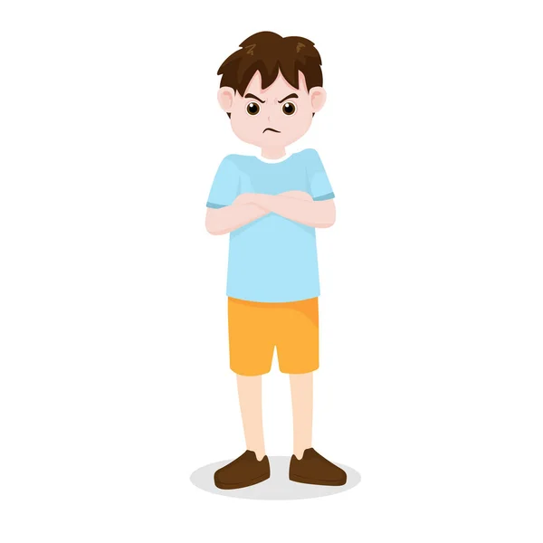 Θυμωμένο Αγόρι Παιδί Απομονωμένο Λευκό Φόντο Εικονογράφηση Διάνυσμα Στυλ Χαρακτήρες — Διανυσματικό Αρχείο