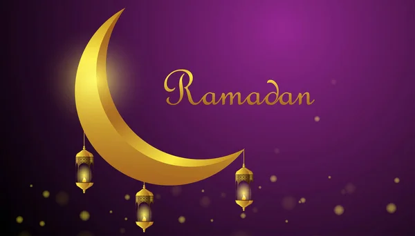 라마단 Ramadan Kareem 개념입니다 초승달을 맹세하 일러스트 디자인 — 스톡 벡터