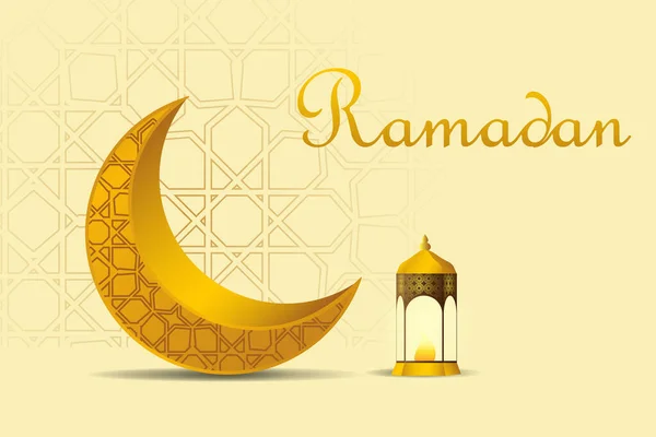 Ramazan Kareem karşılama konsepti. Hilal ay ve yanan mum. Vektör illüstrasyon tasarımı.