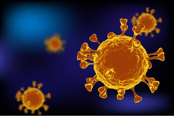 大流行病Covid 19病毒与抗病毒药物Corona病毒概念的三维说明 — 图库照片