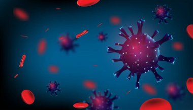 Pandemik virüs ve antiviral ilaç koronavirüs konsepti. Kan tüpü testi arka planda izole edildi. Vektör illüstrasyon tasarımı.