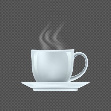 Beyaz arka planda izole edilmiş bir fincan kahve. Vektör illüstrasyon tasarımı.