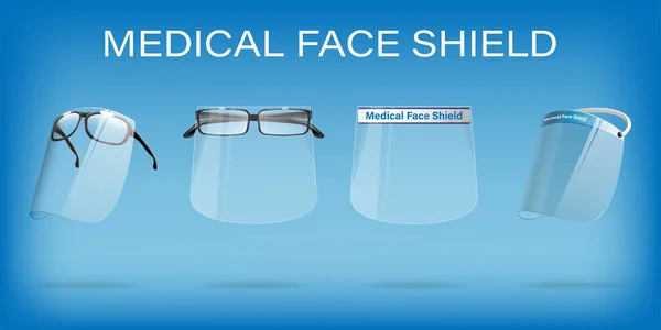 Protector Facial Médico Gafas Aisladas Fondo Pandemic Covid Virus Protection — Vector de stock