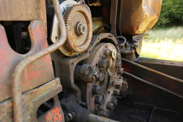 Industry Recycle Engine Engine Wreck Caught Fire Kept Recycle Machine — Stock Photo, Image