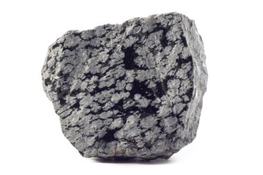 Amerika 'dan gelen pürüzsüz Obsidian minerali saf beyaz arka planda izole edilmiş..