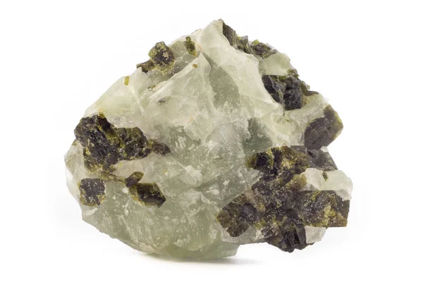 Prehnite Silikat-Mineral aus Indien isoliert auf reinweißem Hintergrund. — Stockfoto