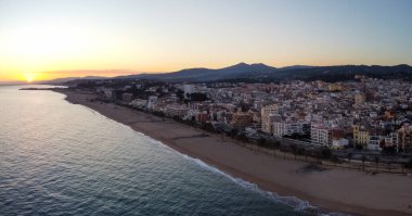 Aerial panoramic view of Canet de Mar in el Maresme coast, Catalonia, Spain. clipart