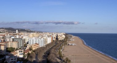 Aerial panoramic view of Calella city in el Maresme, Catalonia, Spain. clipart