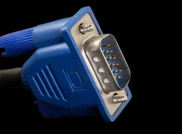 Vga Konektor Pro Obrazovky Video Přenos Standardní Modrý Konektor Izolovanými — Stock fotografie
