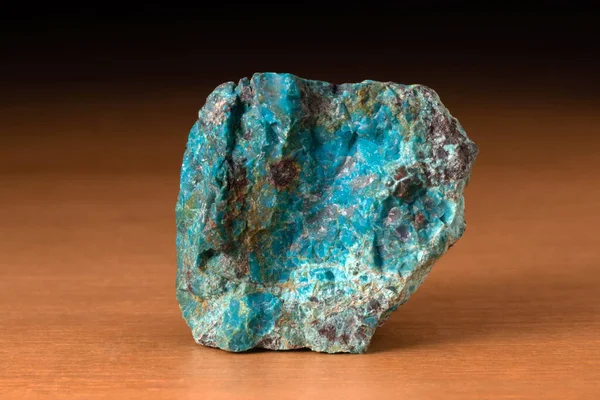 Roca Chrysocolla Mineral Perú Sobre Una Mesa Madera — Foto de Stock