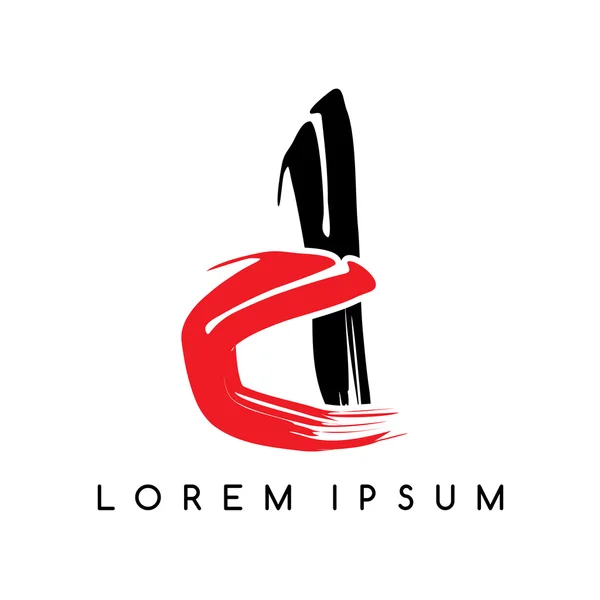 Logotipo di lettera nero e rosso — Vettoriale Stock