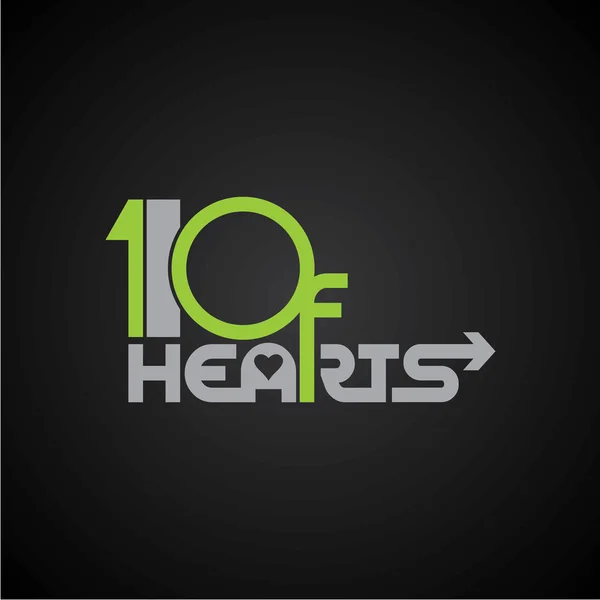 Logotipo de diez de corazones — Vector de stock