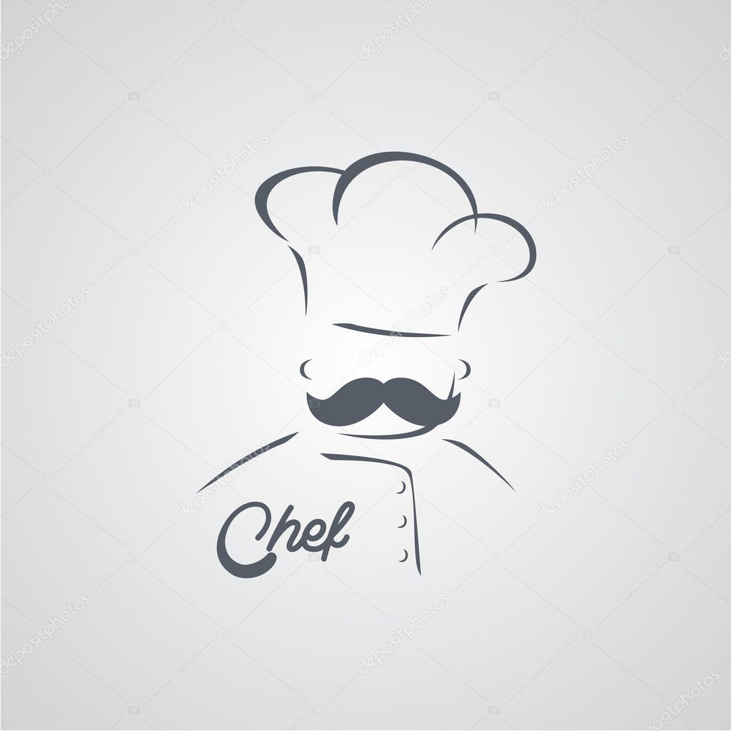 Italian chef avatar icon on grey background, vector illustration