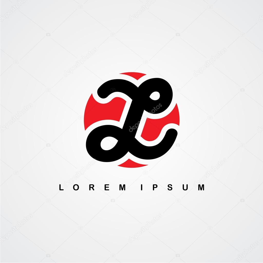Lnitial letter L uppercase logo, red and black color vector