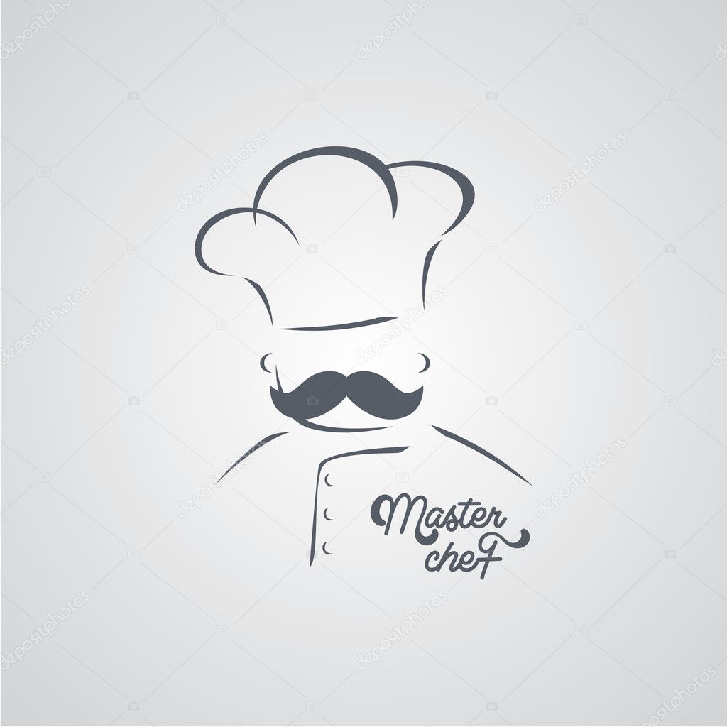 Italian master chef avatar icon on grey background, vector illustration