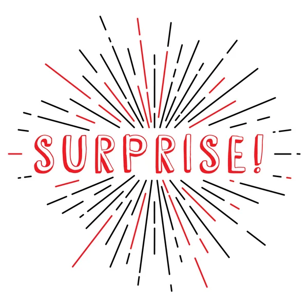 Surprise inscription with sunrays — Stock Vector