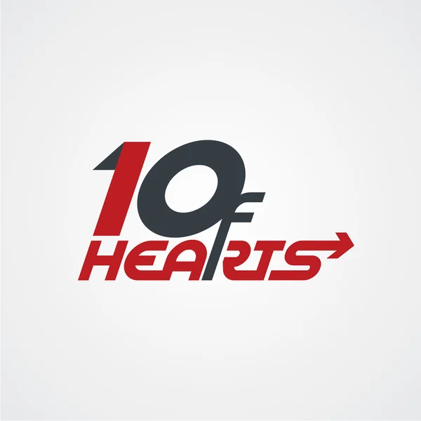 Logotipo de diez de corazones — Vector de stock