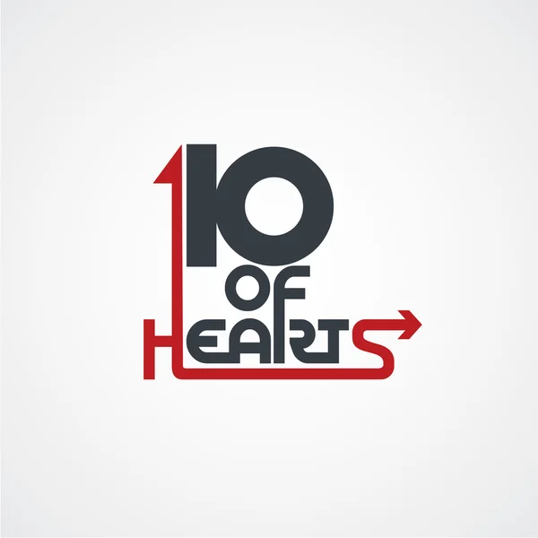Dziesięć z logo serca — Wektor stockowy