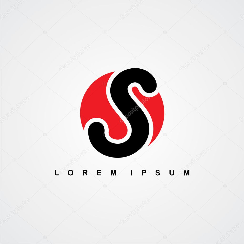 Initial s letter linked uppercase logo red and black theme vector art