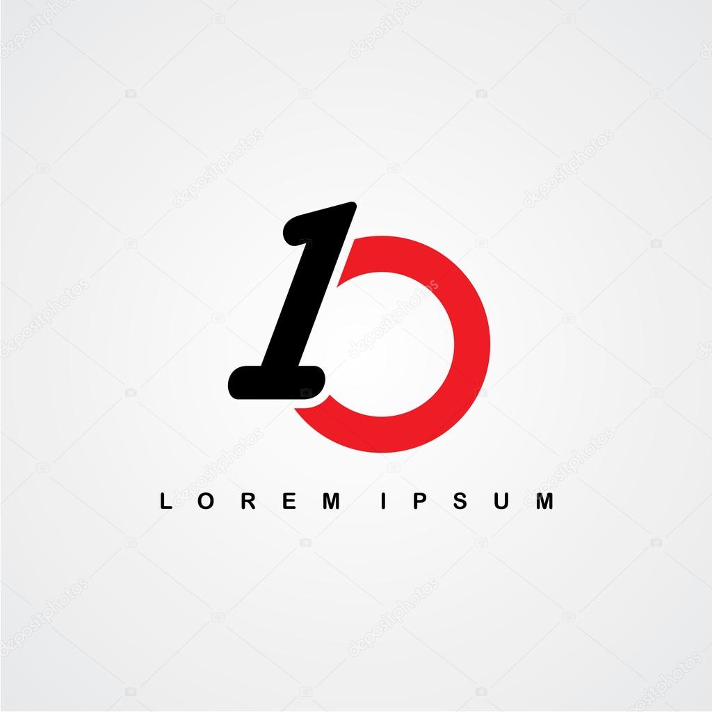 Number ten linked logo red black color vector art illustration