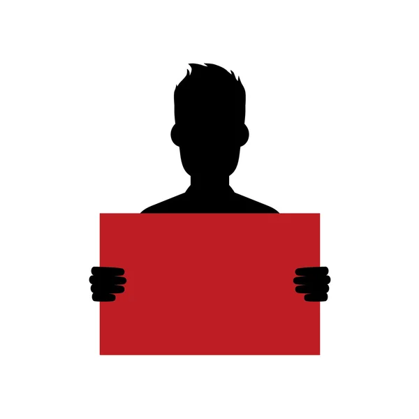 Silhouette gars tenant blanc rouge — Image vectorielle