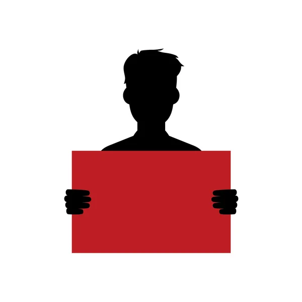 Silhouette gars tenant blanc rouge — Image vectorielle