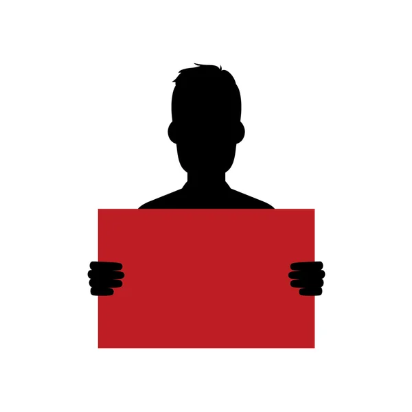 Silhouette gars tenant blanc rouge — Image vectorielle