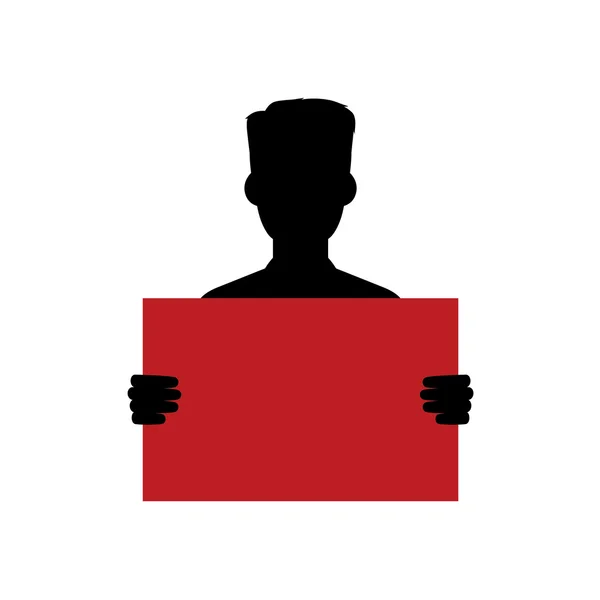 Silhouette gars tenant blanc rouge — Image vectorielle