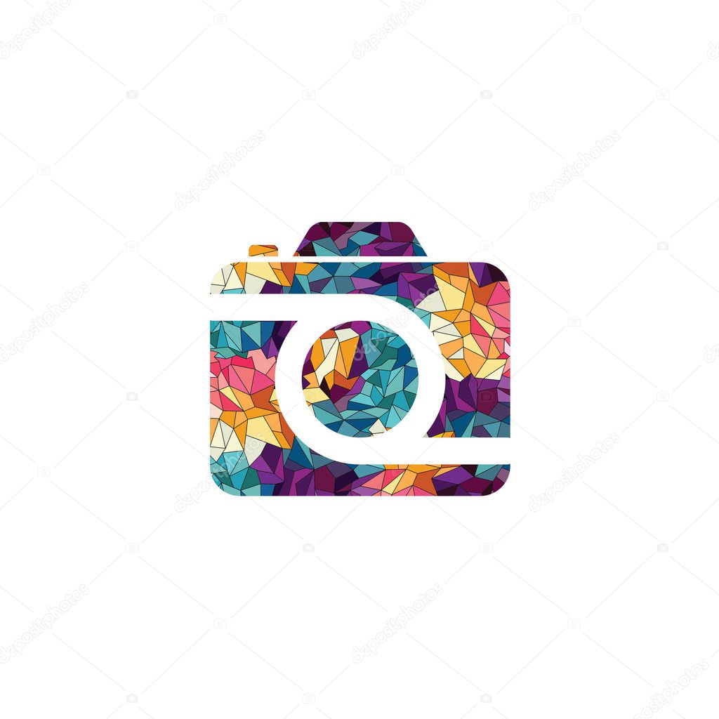 Abstract colorful triangle geometrical photography logo, vector illustration