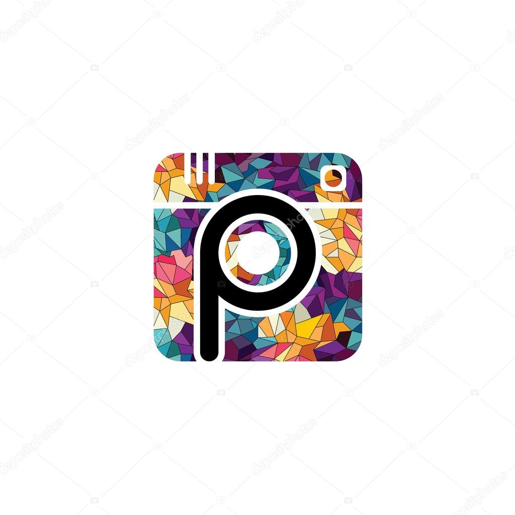 Abstract colorful triangle geometrical Instagram logo, vector illustration