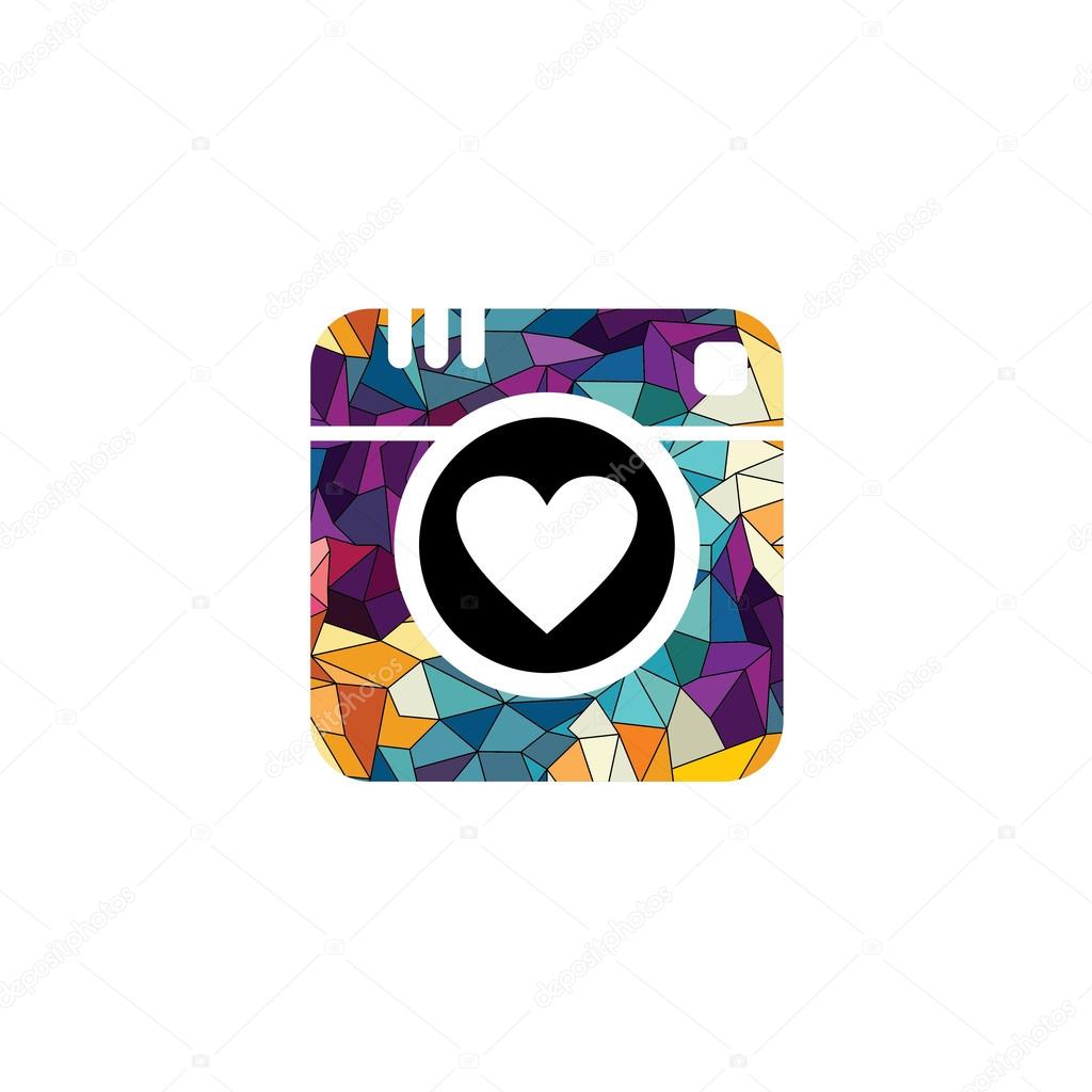 Abstract colorful triangle geometrical Instagram logo, vector illustration