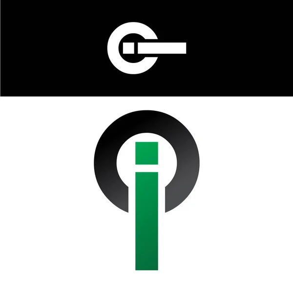 Lettera iniziale logo verde nero — Vettoriale Stock