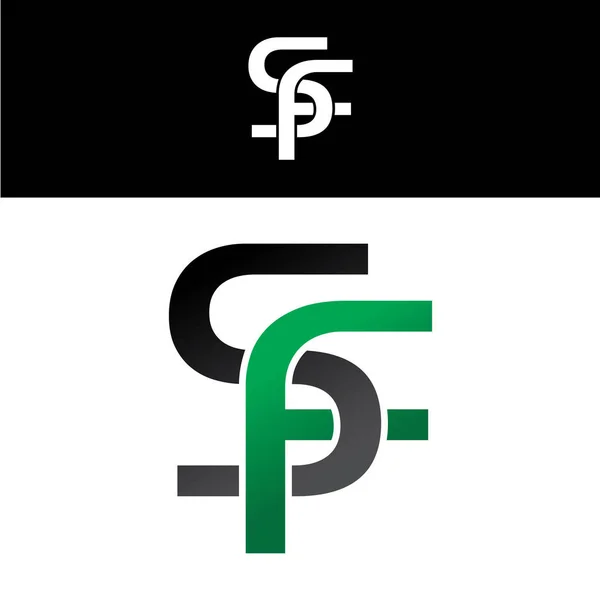 Letra inicial logotipo verde preto — Vetor de Stock