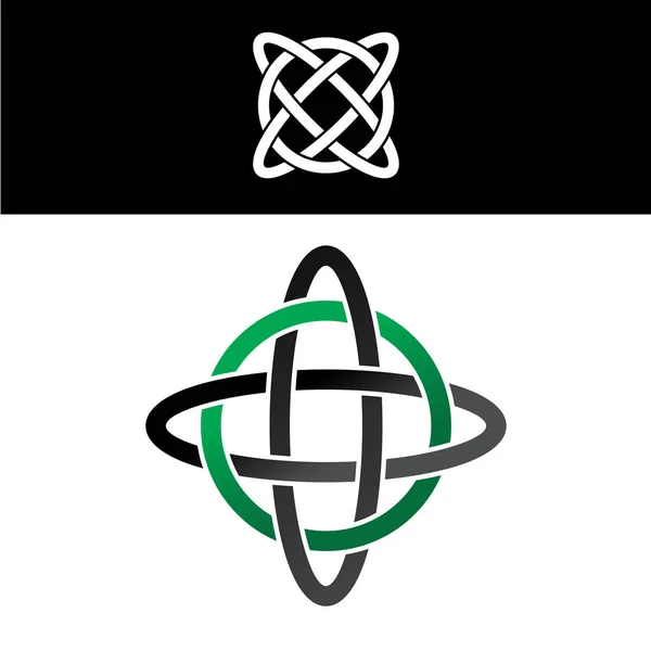 Logotipo celta superpuesto verde negro — Vector de stock