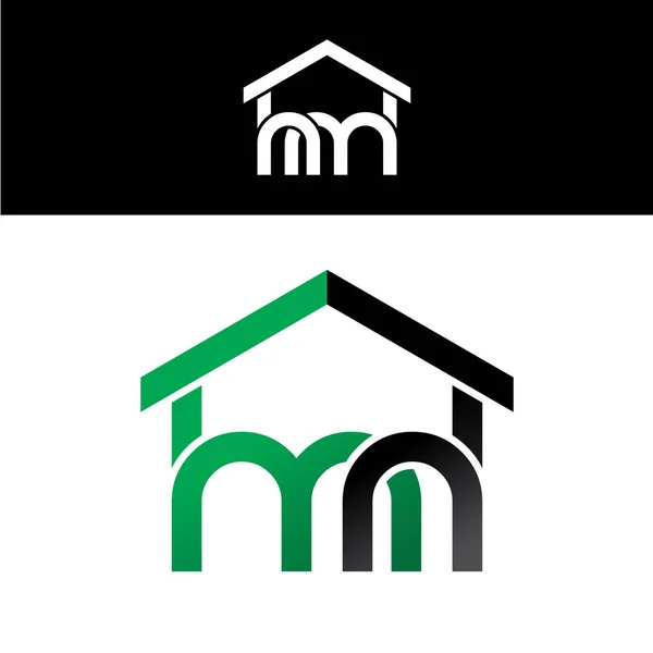 Letra inicial logotipo verde preto — Vetor de Stock