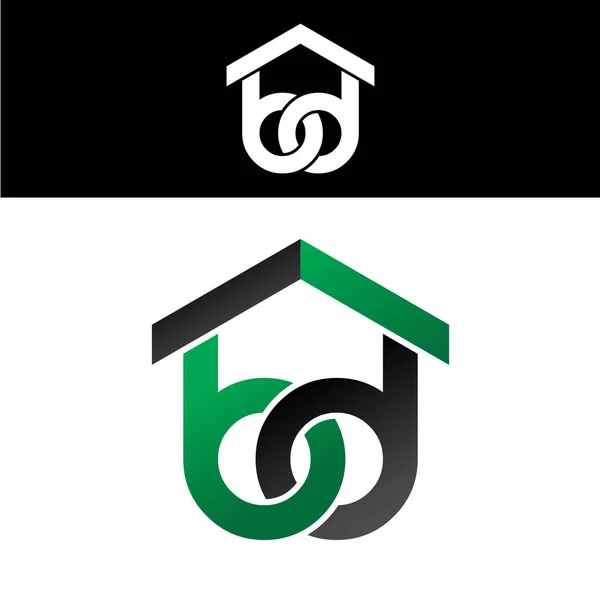 Letra inicial logotipo verde preto — Vetor de Stock