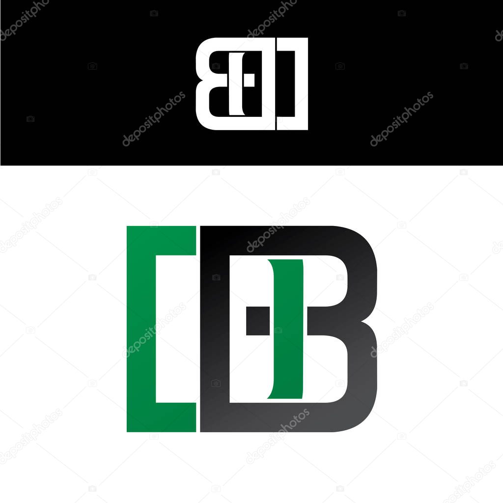 Initial letter linked overlapped uppercase logo green black db