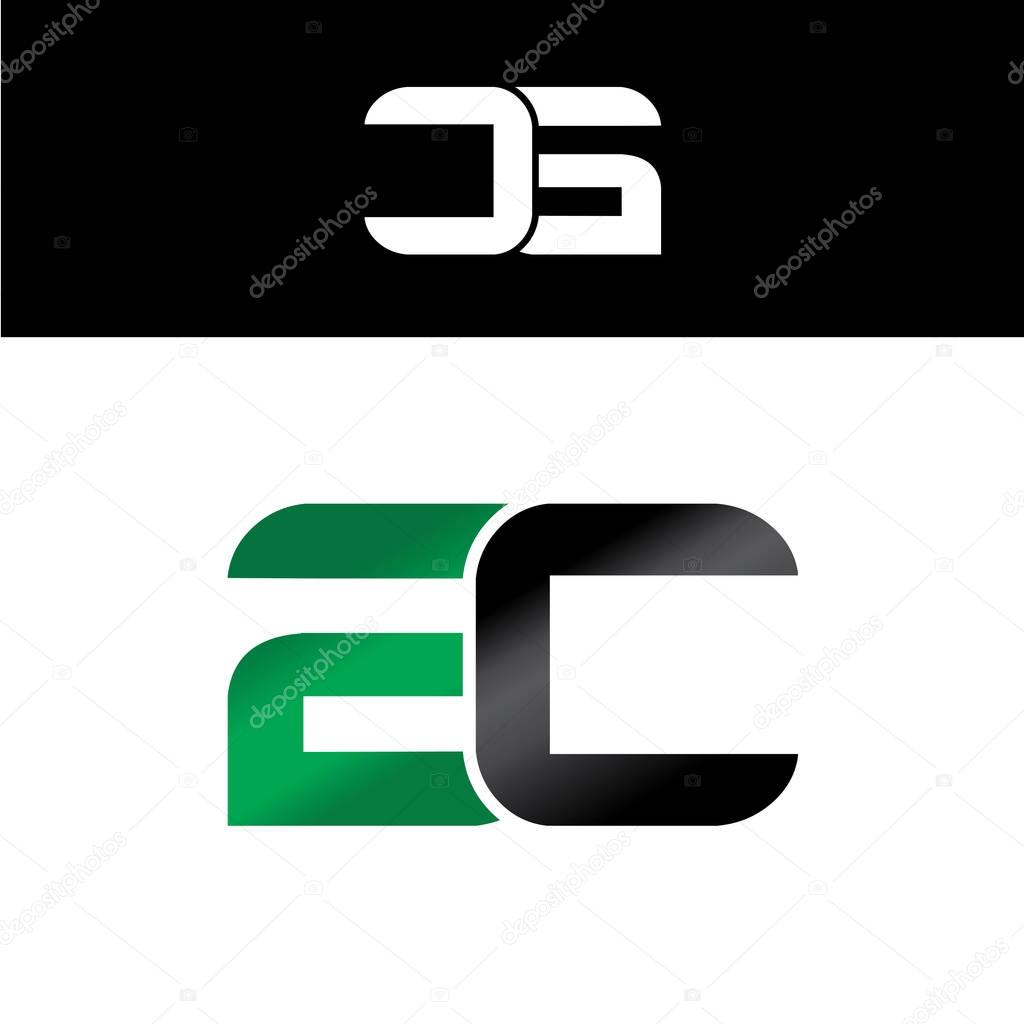Initial letter linked overlapped uppercase logo green black ac